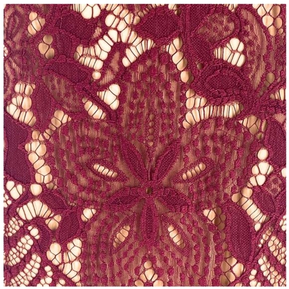 Express Wine Lace Overlay Lined Crop Top - Picture 6 of 9